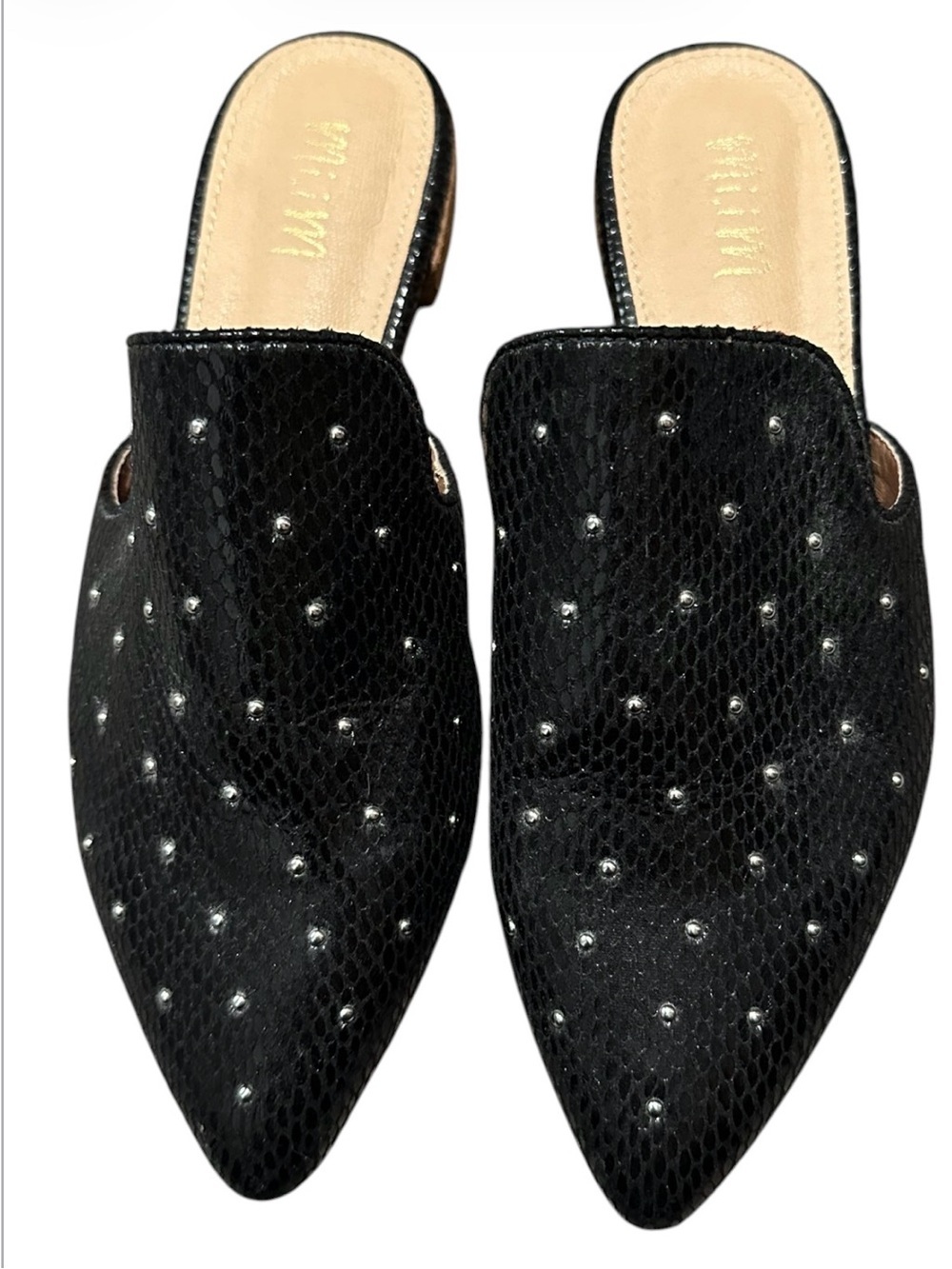 Mi.IM  Black Studded Pointed Toe size 7.5 shoes